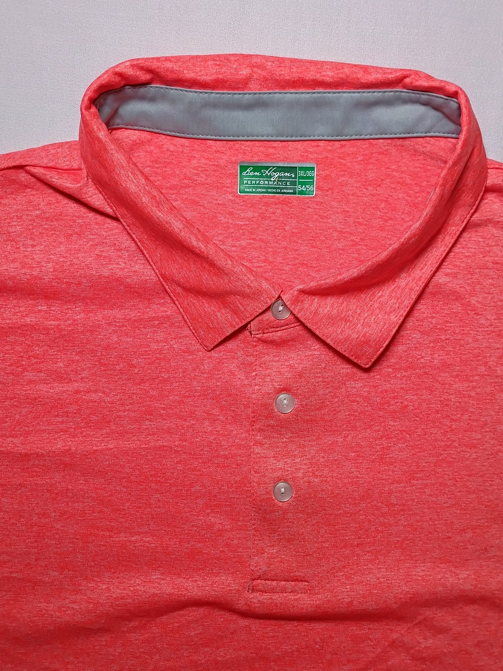 Ben Hogan Mens Performance Polo Shirt 3XL Coral Pink Heathered
